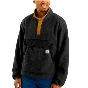 Carhartt Mens Relaxed fit Sherpa Fleece 1/4 button pullover size Medium